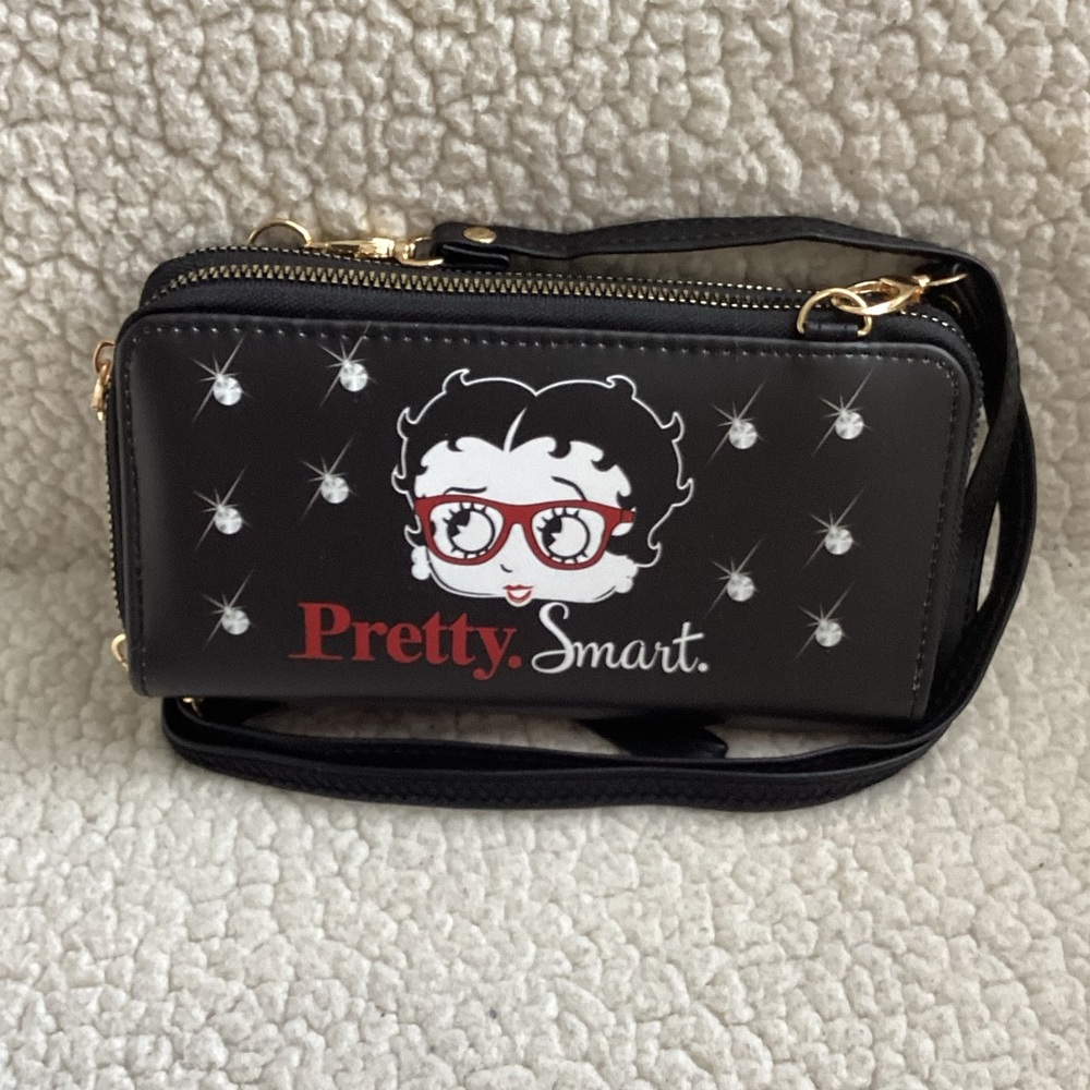 Betty Boop “Pretty Smart” Crossbody Wallet Wristlet, NWT